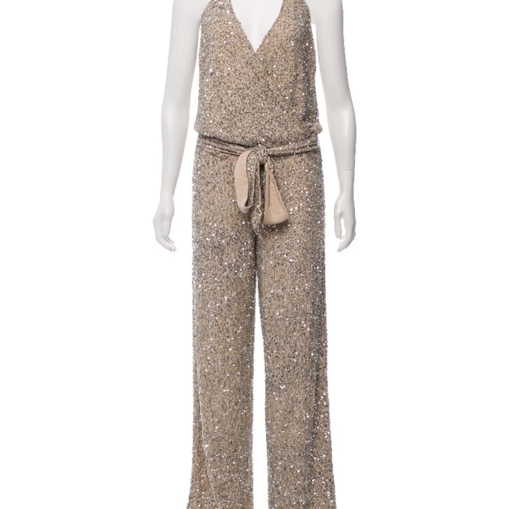 Beige Sequin Haute Hippie Jumpsuit
